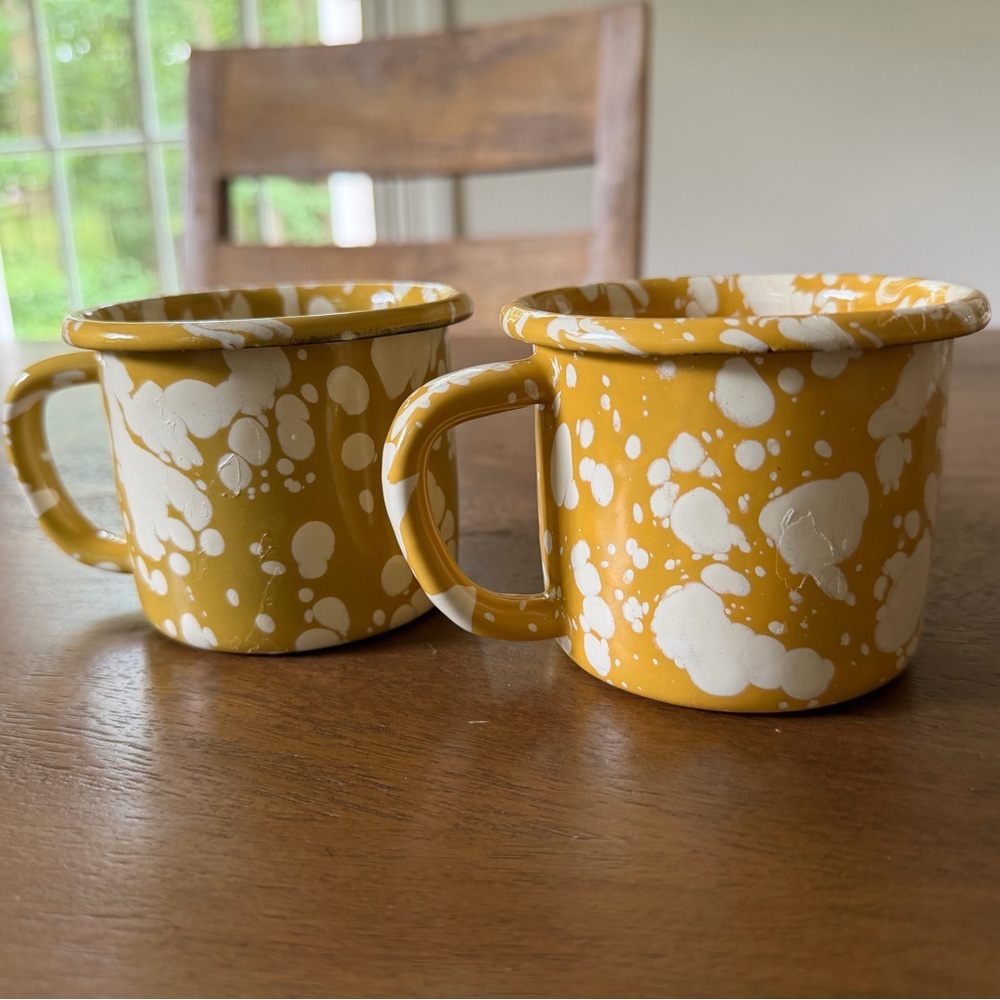 Terrain Yellow Speckled Enamel Mug set of 2